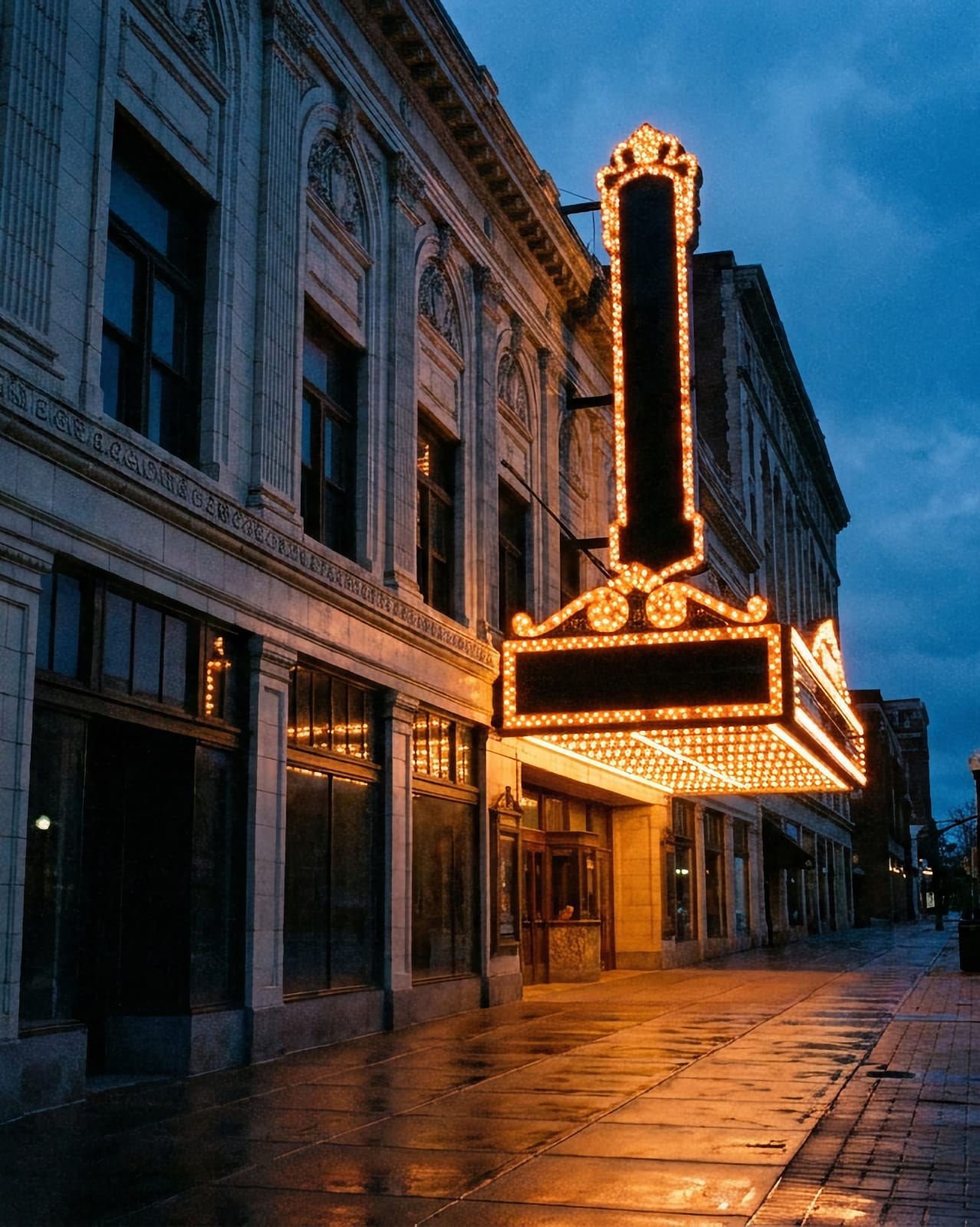 Exterior of the Orpheum Theatre at dusk